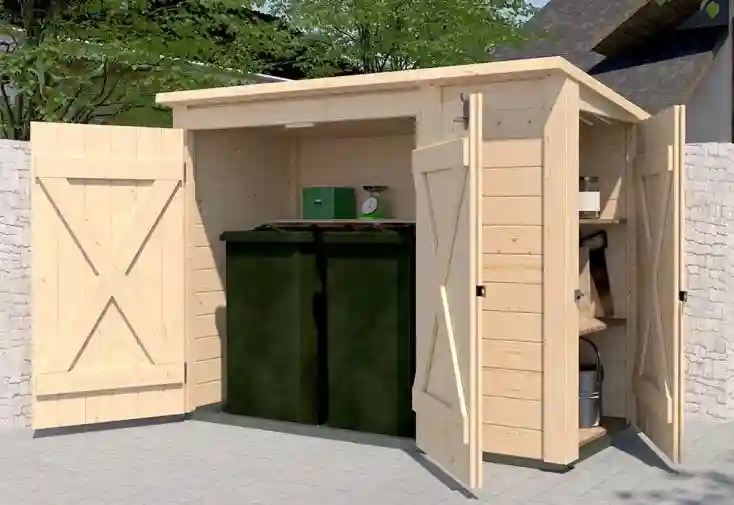 Abri vélo bois haut de gamme avec compartiment latéral