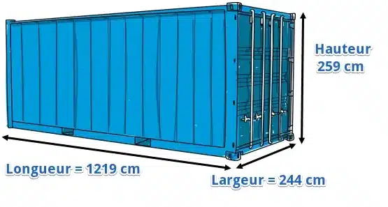 Les dimensions d'un container maritime 40 pieds
