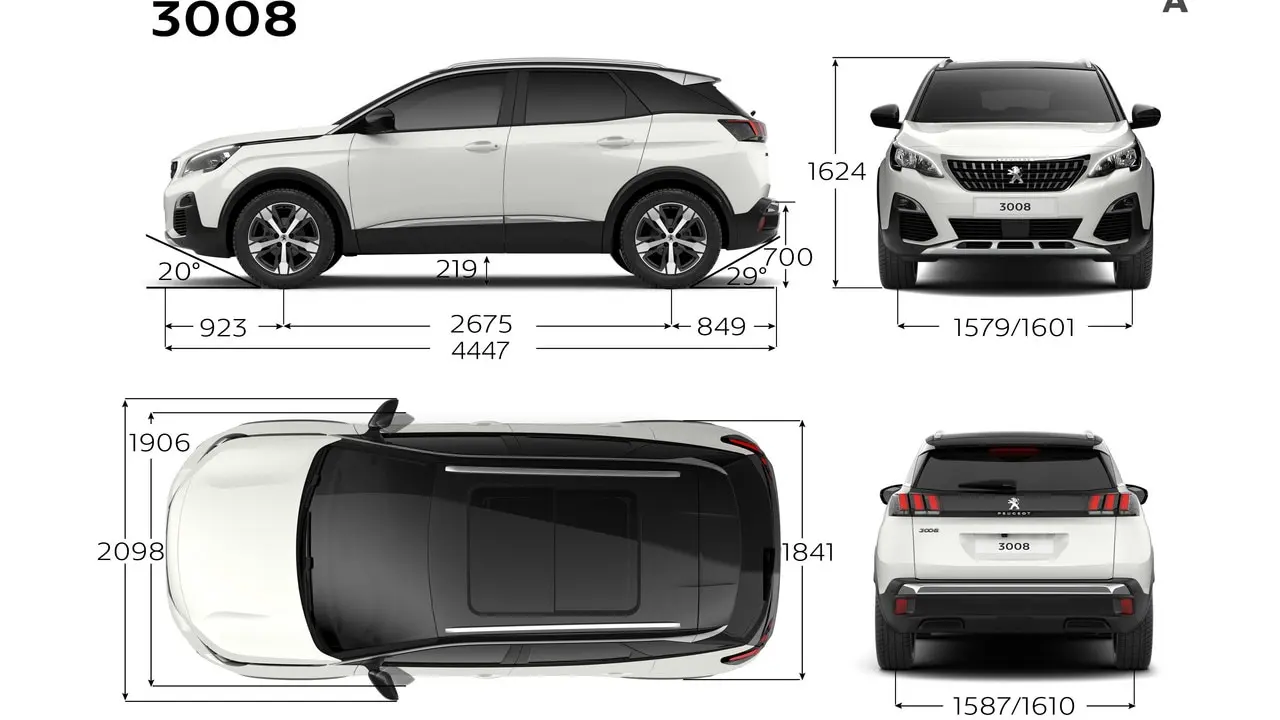 Les dimensions d'une peugeot 3008