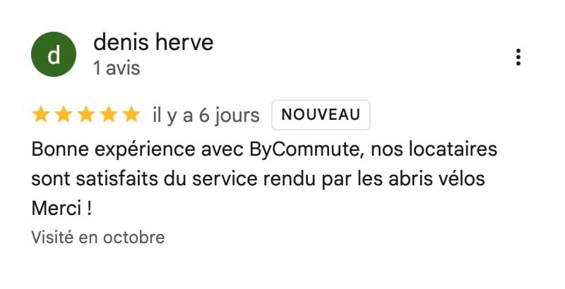 Capture d'avis Google sur ByCommute pour un projet tertiaire.