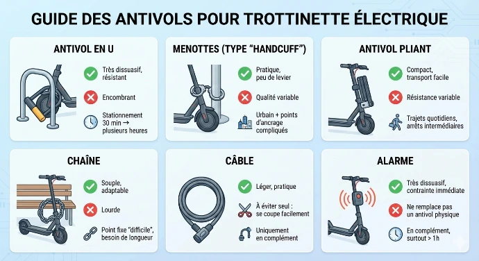 1) Choisir un (voire deux) bons antivols pour sa trottinette électrique