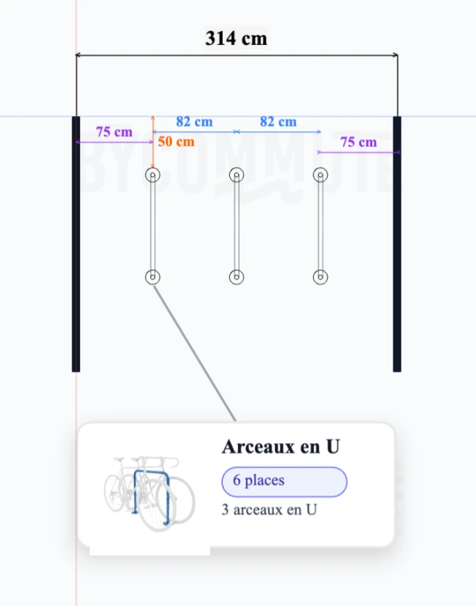 Plan abri vélos 6 places