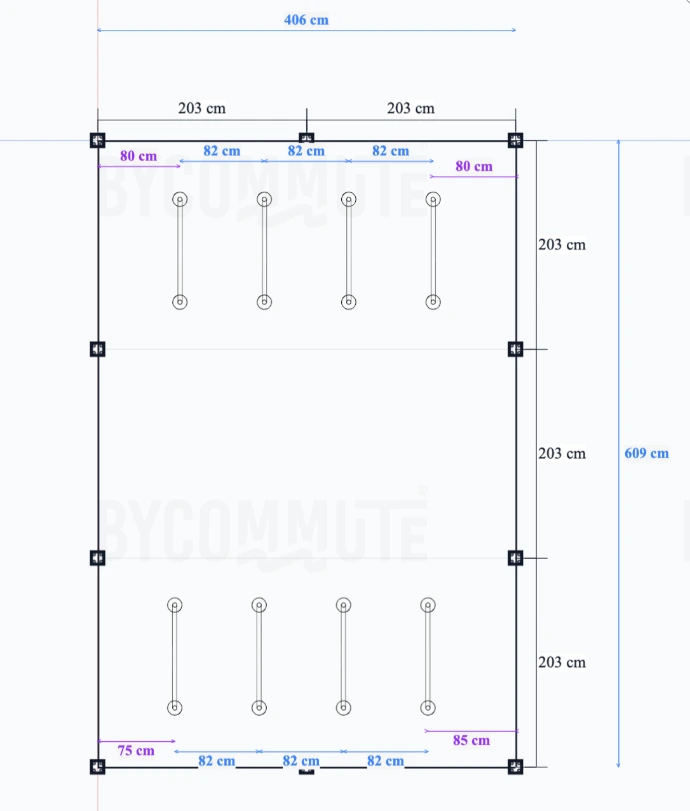 Plan abri vélos 16 places