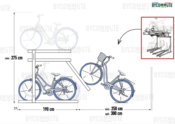 Rack vélo double étage - implantation forte densité