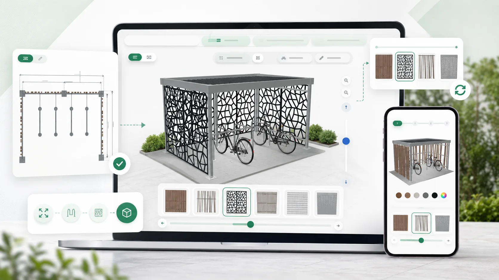 Configurateur ByCommute pour personnaliser un abri vélo en ligne