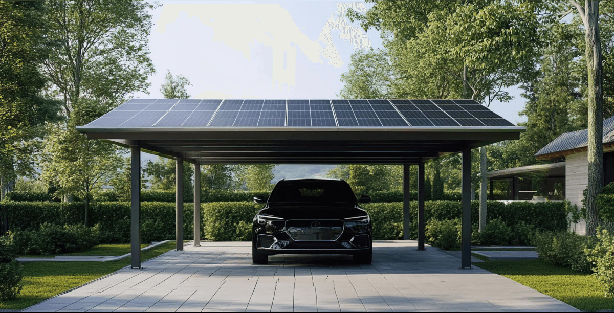 Carport solaire avec panneaux photovoltaïques
