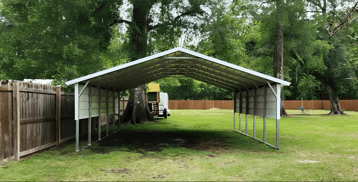 Carport à toiture double pente