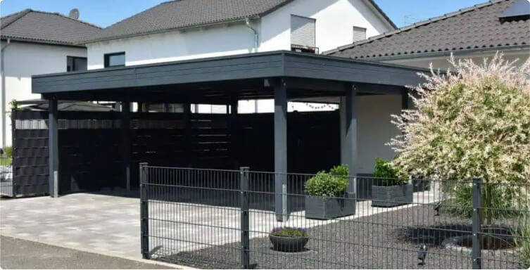 Carport moderne intégré à une maison
