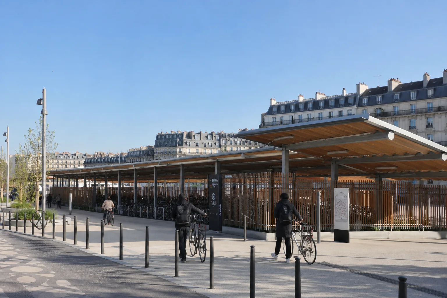 Projection illustrative de l’entrée d’un grand parking vélo près de la Gare du Nord