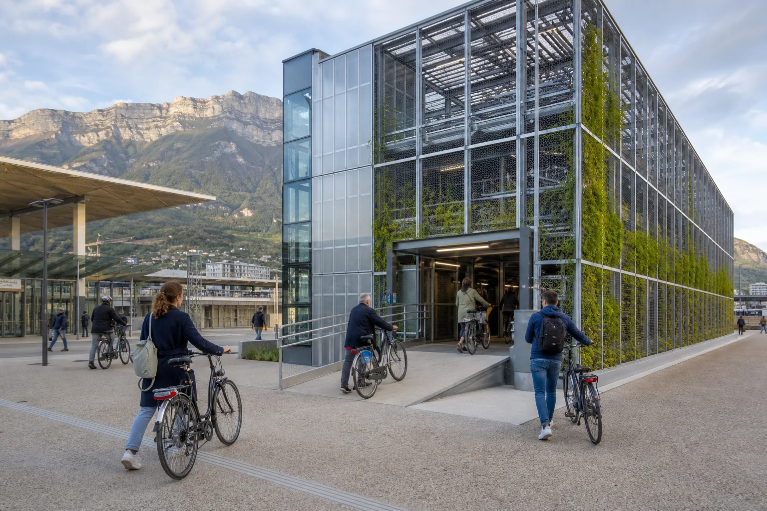 Projection illustrative d’un grand silo vélo près de la gare de Grenoble