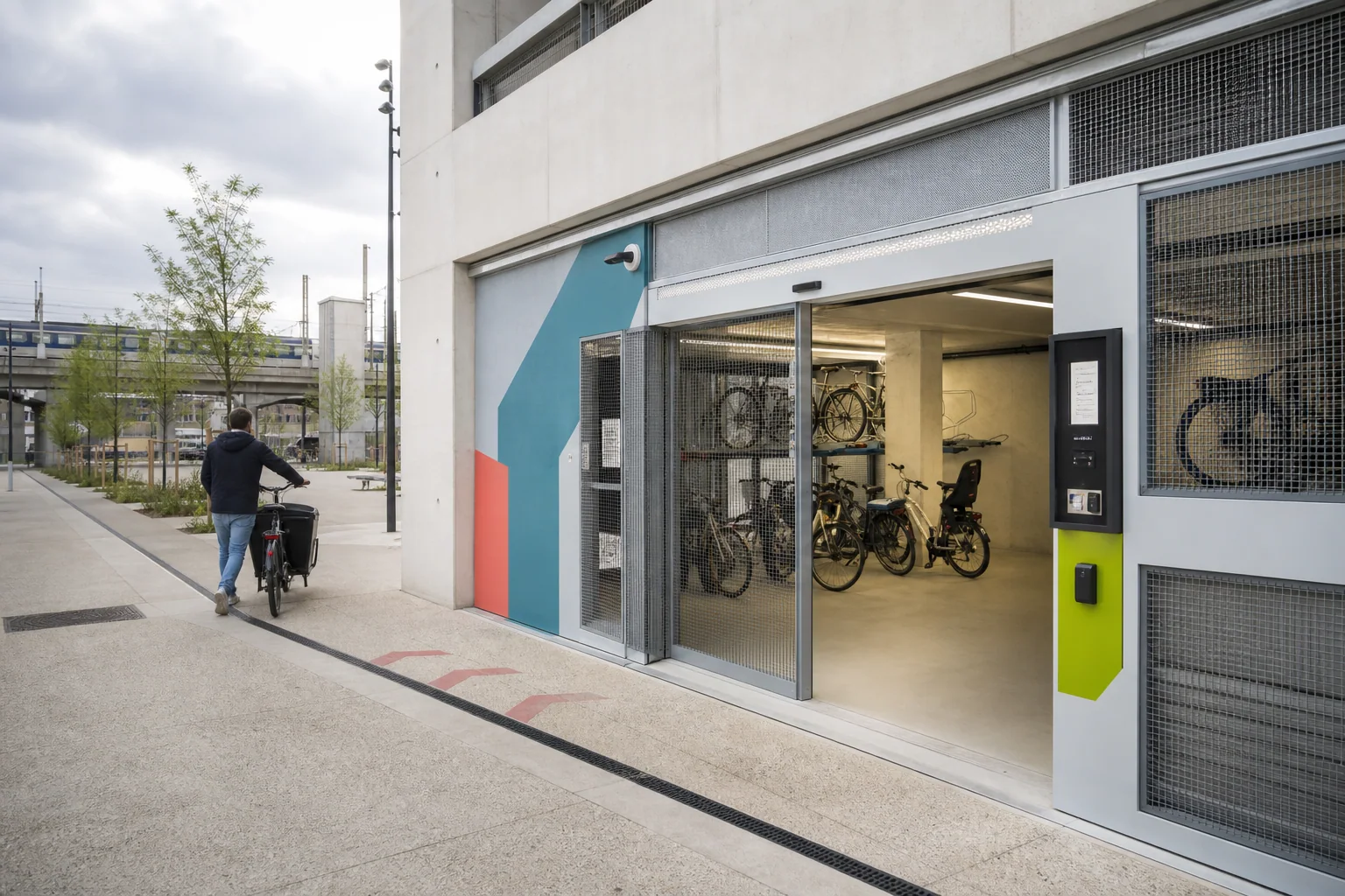 Projection illustrative de l’entrée d’un Vélopark près de la gare de Caen