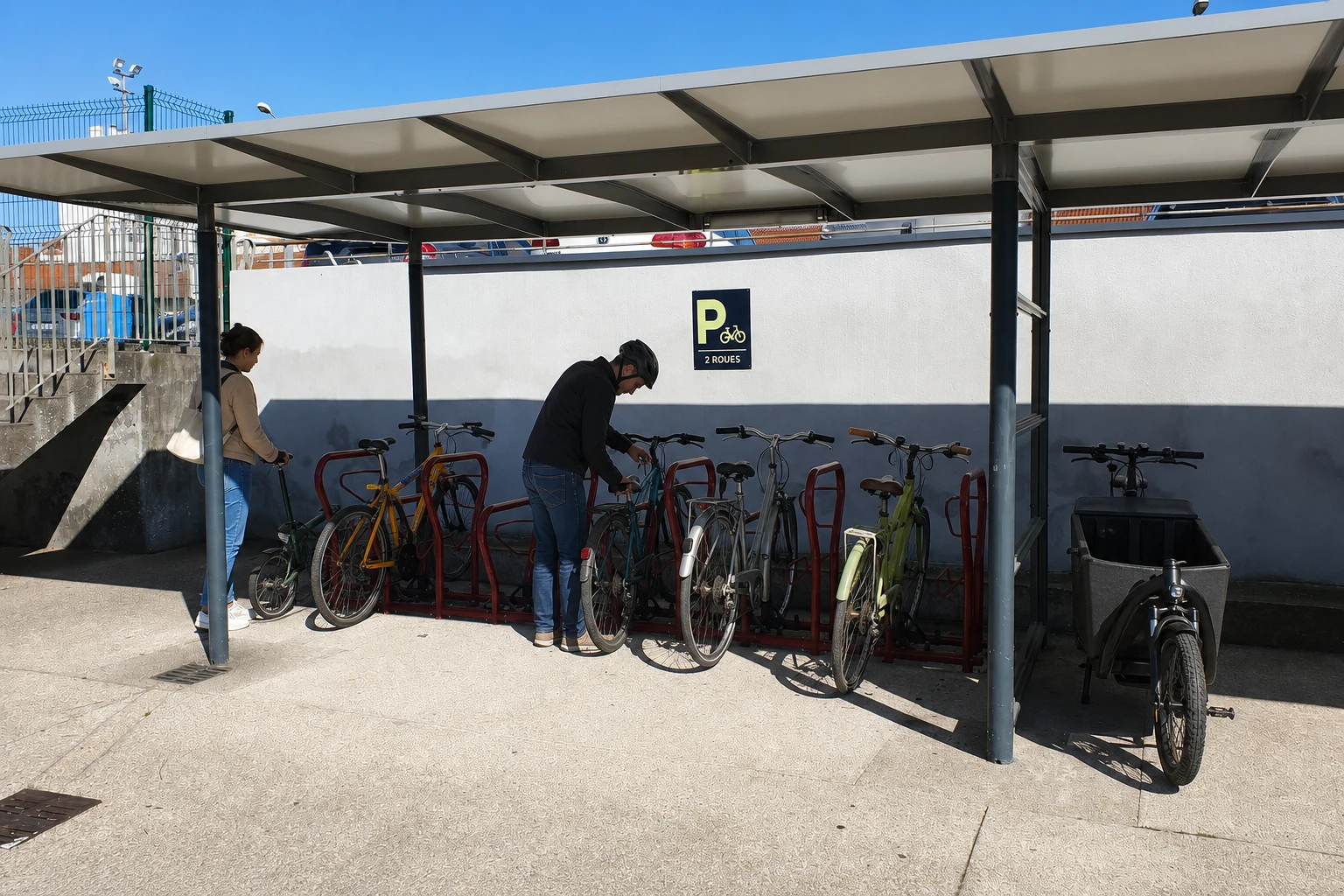 Second cadrage des racks et de l’abri vélo réels à la sortie Sud de la gare de Clermont-Ferrand