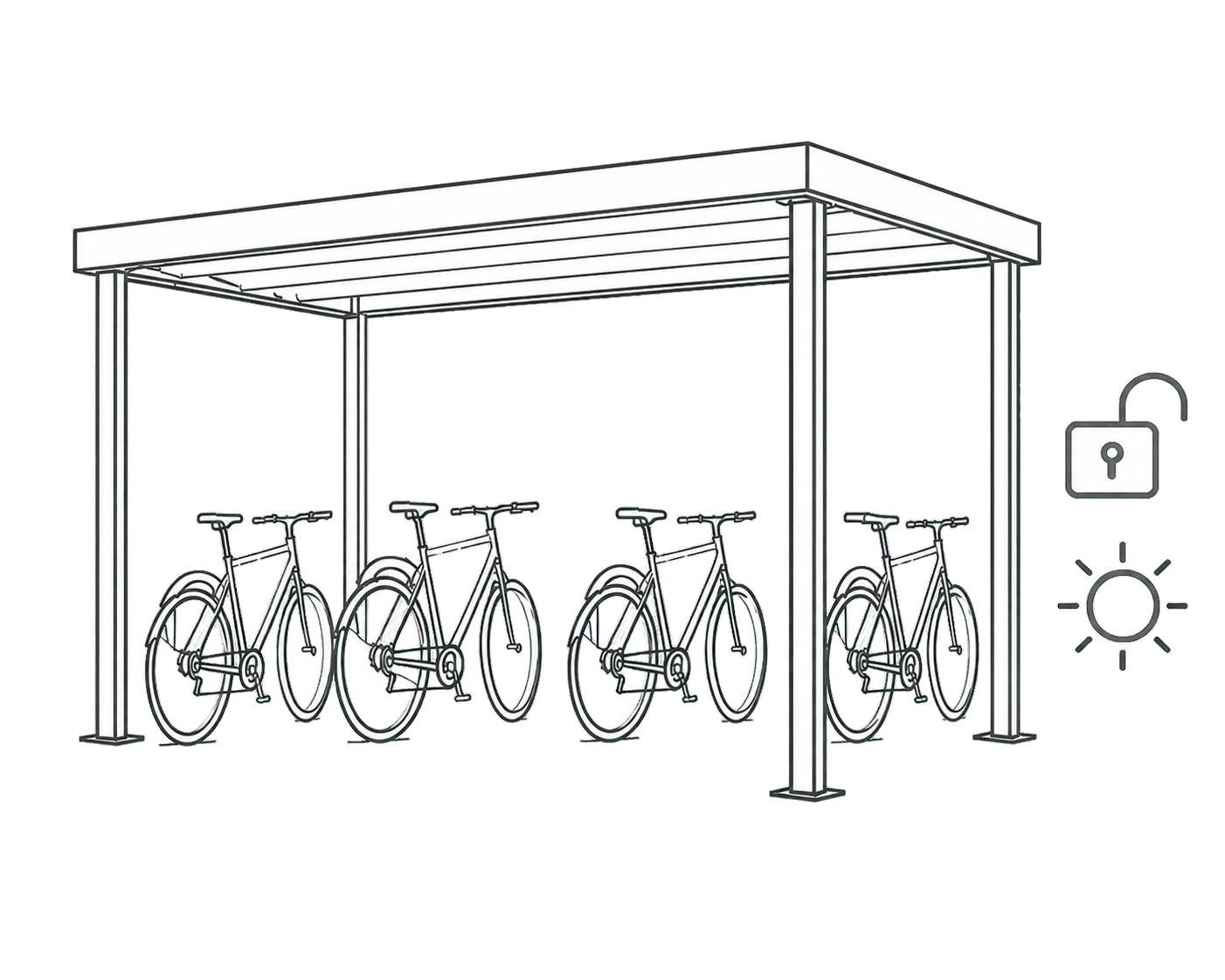 Pictogramme ByCommute d’un abri vélo ouvert