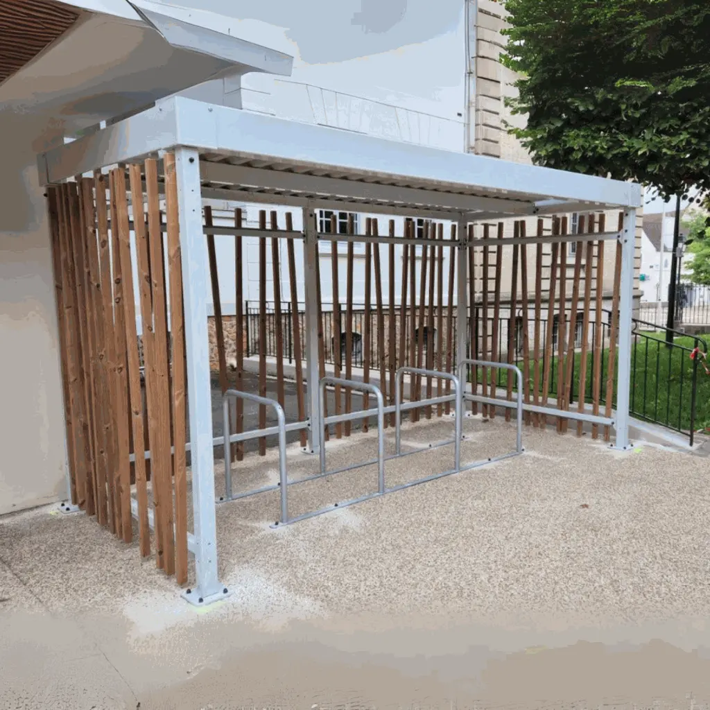 abri vélo bois jungle lattes ouvert stationnement couvert