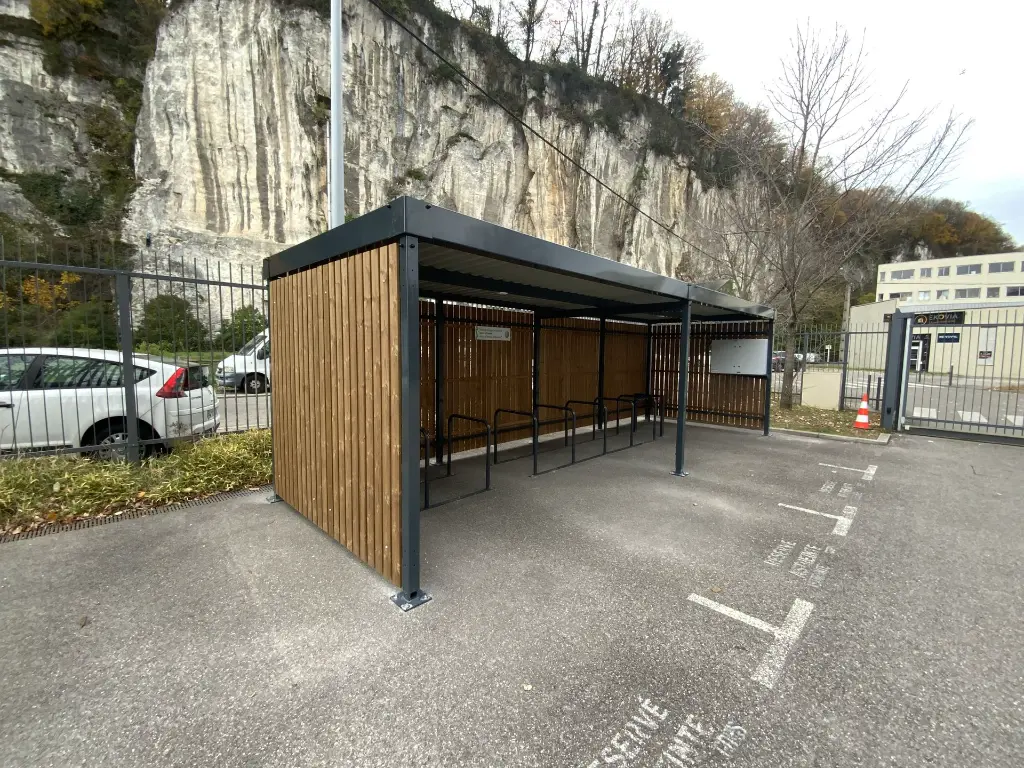 abri vélo bois bosquet thermolaque pour entreprise et collectivité