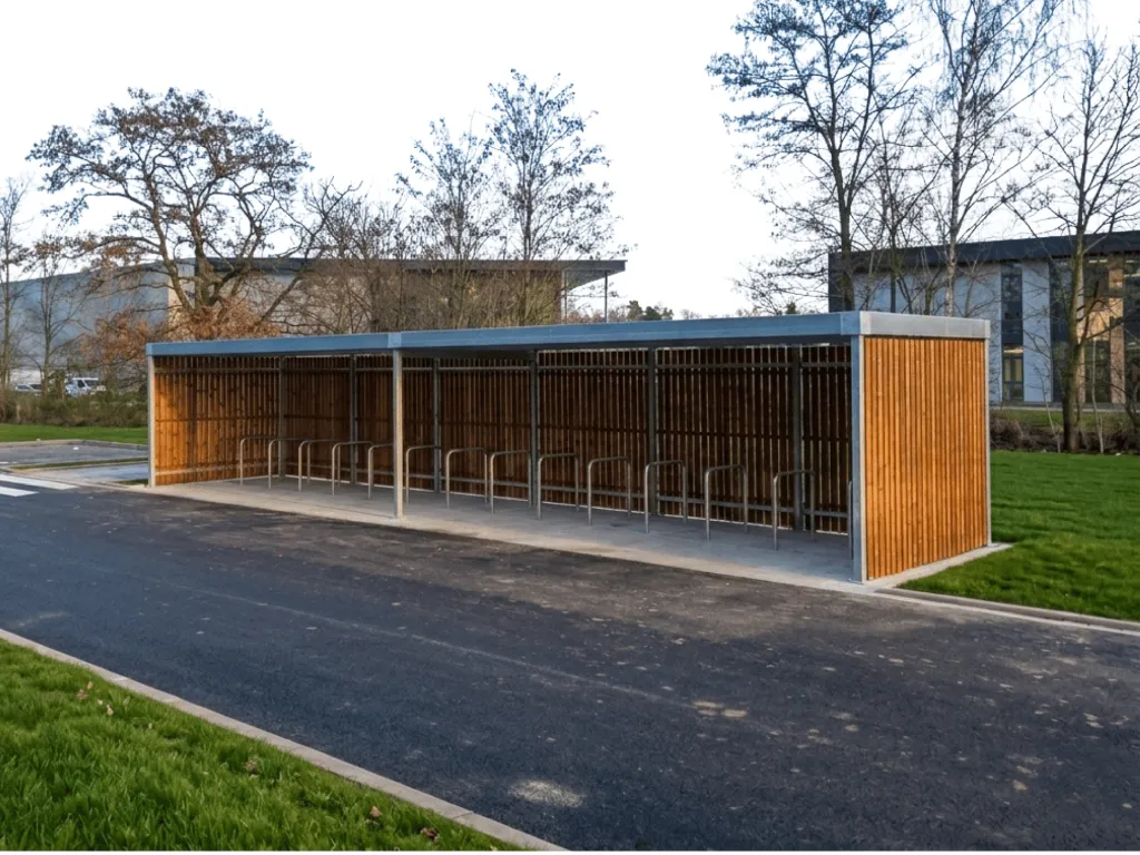 Double abri vélo Bosquet en bois avec arceaux