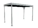 Rendu du carport à vélos sans vélo, avec structure et toiture visibles