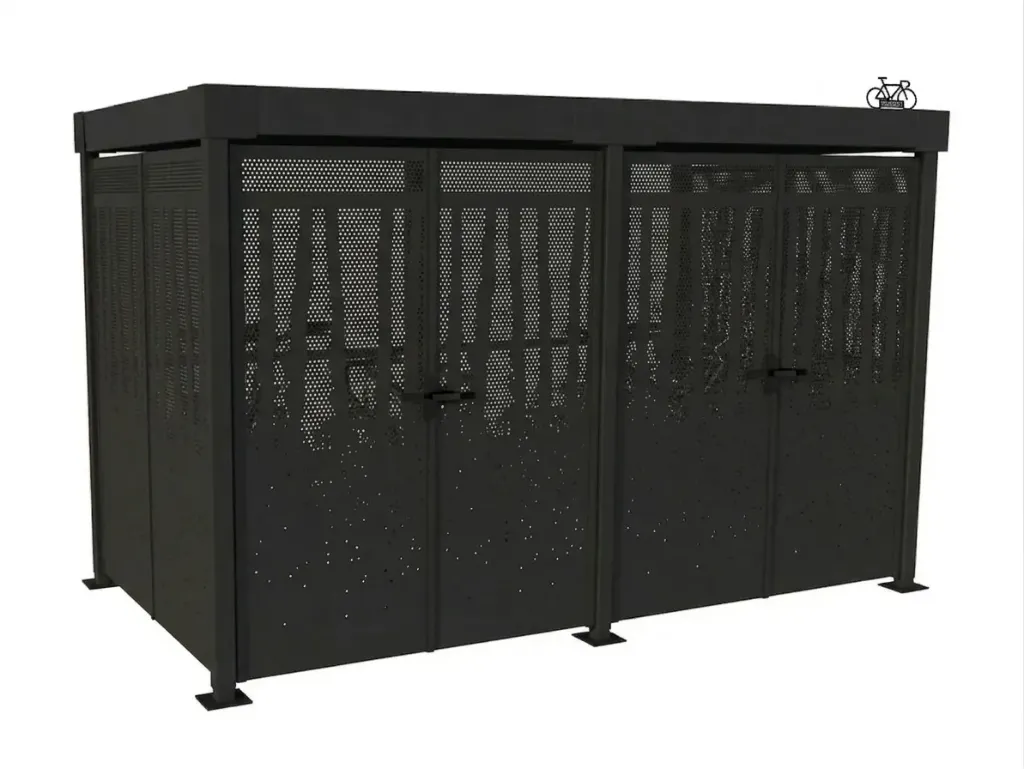 Compact Closed Rachais Bike Shelter (2 m, Standard, Galvanized)