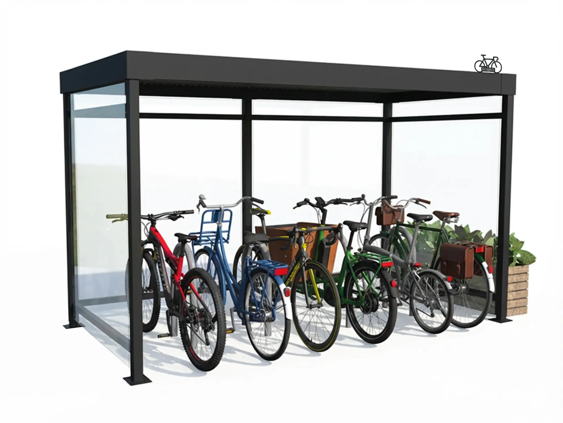 Abri vélos Névé verre trempé — front de mer et sites touristiques Ajaccio